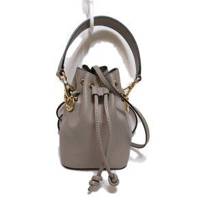 Fendi Montresor Shoulder Bag Leather Gray Greige